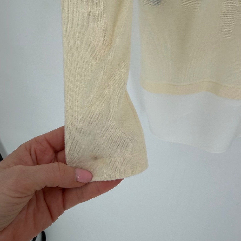 Lauren Ralph Lauren Sweater Women PS Cream Silk Blend Layered Preppy Minimalist - Picture 7 of 9